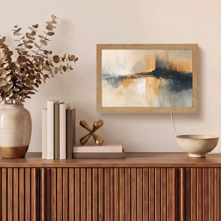 Modern - Abstract - Goud - Zwart Light Box met kabel (Tafellamp) klein -sfeer2