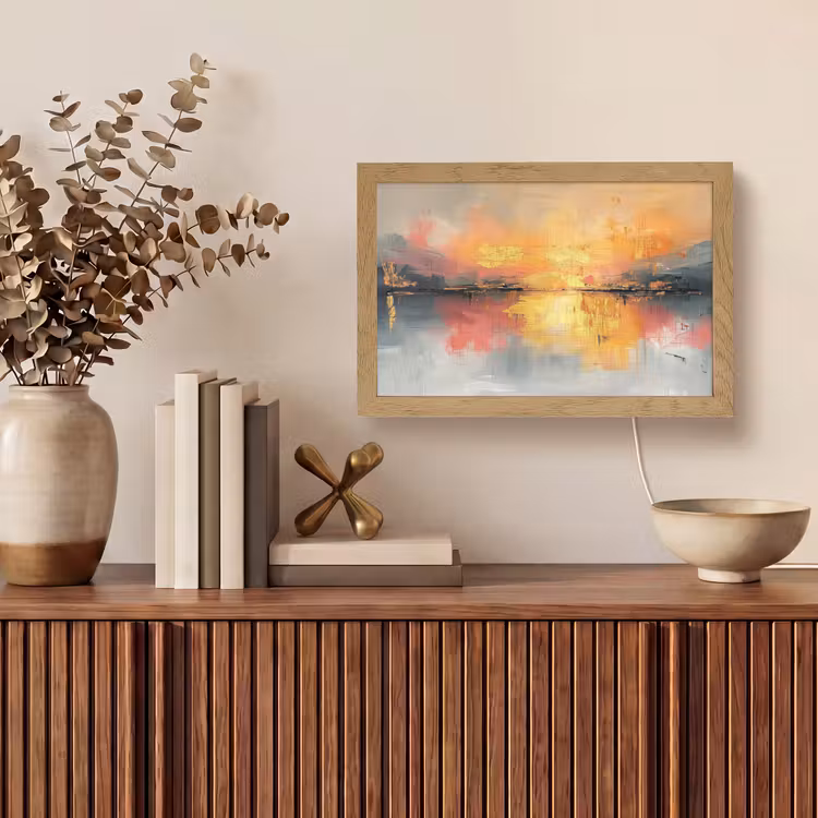 Modern - Abstract - Goud - Roze Light Box met kabel (Tafellamp) klein -sfeer2
