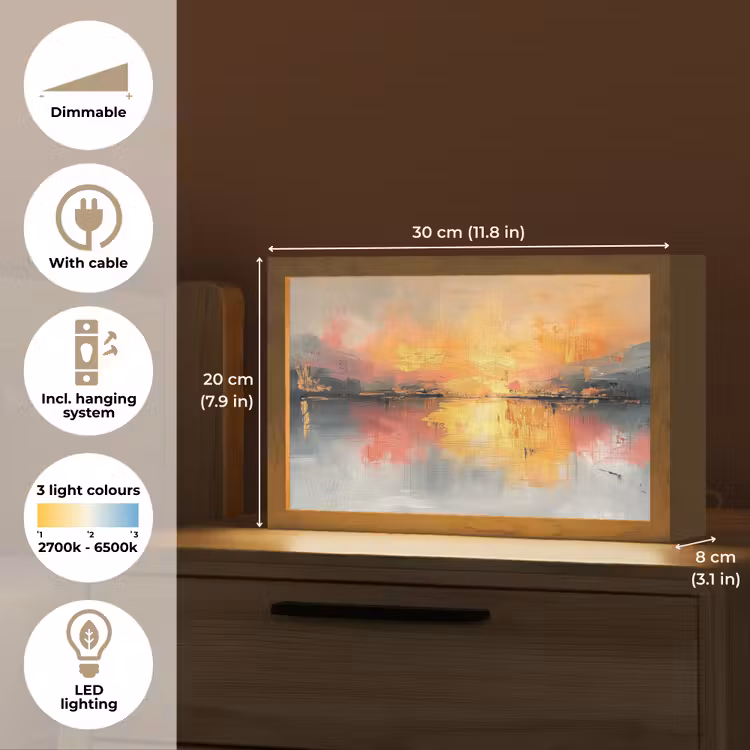 Modern - Abstract - Goud - Roze Light Box met kabel (Tafellamp) klein -USP_EN