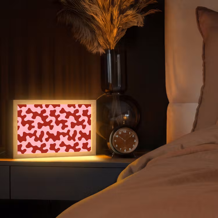 Modern - Abstract - Rood Light Box met kabel (Tafellamp) klein 924 -sfeer1