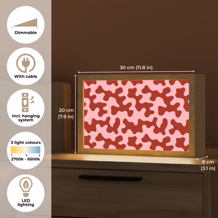 Modern - Abstract - Rood Light Box met kabel (Tafellamp) klein 924 -USP_EN