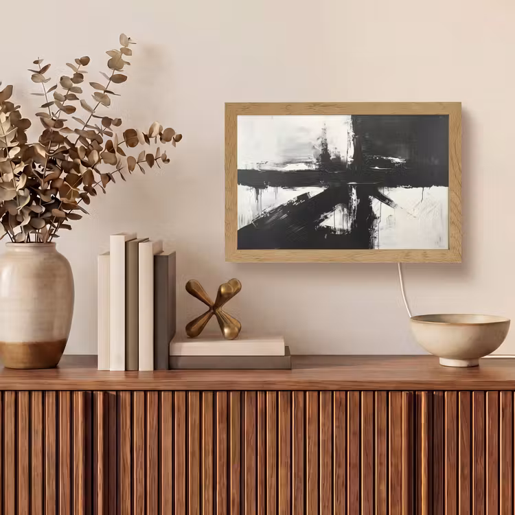 Modern - Zwart wit - Abstract - Kunst Light Box met kabel (Tafellamp) klein -sfeer2