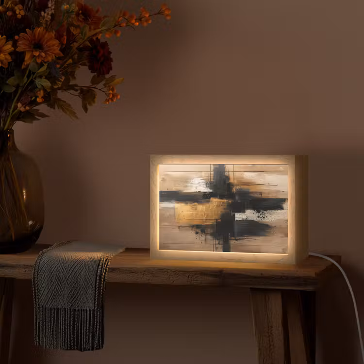 Modern - Zwart - Goud - Verf Light Box met kabel (Tafellamp) klein -sfeer4