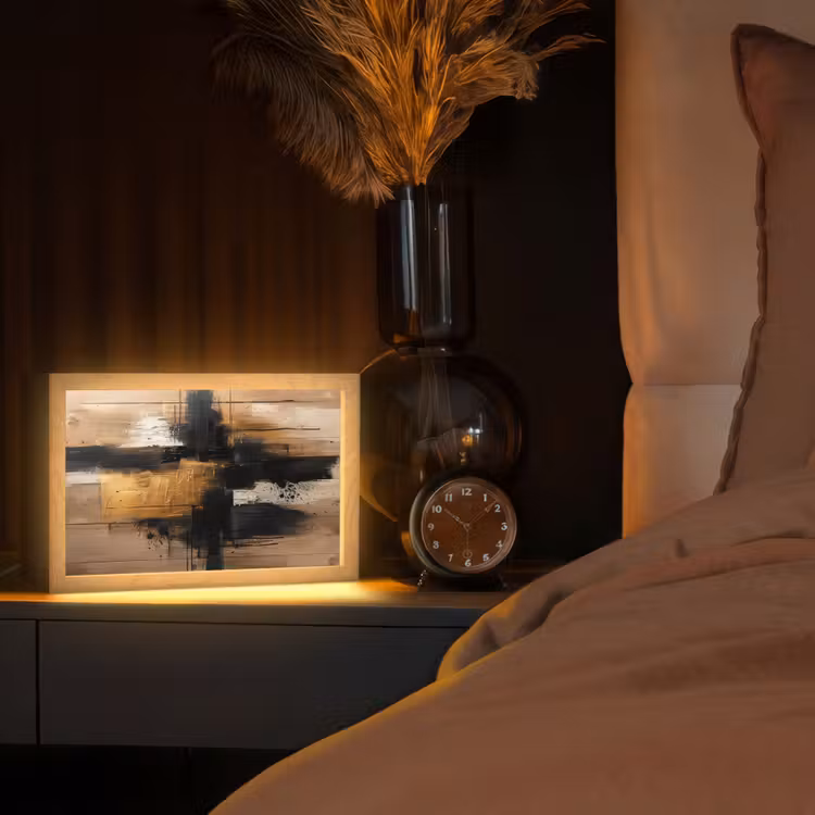 Modern - Zwart - Goud - Verf Light Box met kabel (Tafellamp) klein -sfeer1