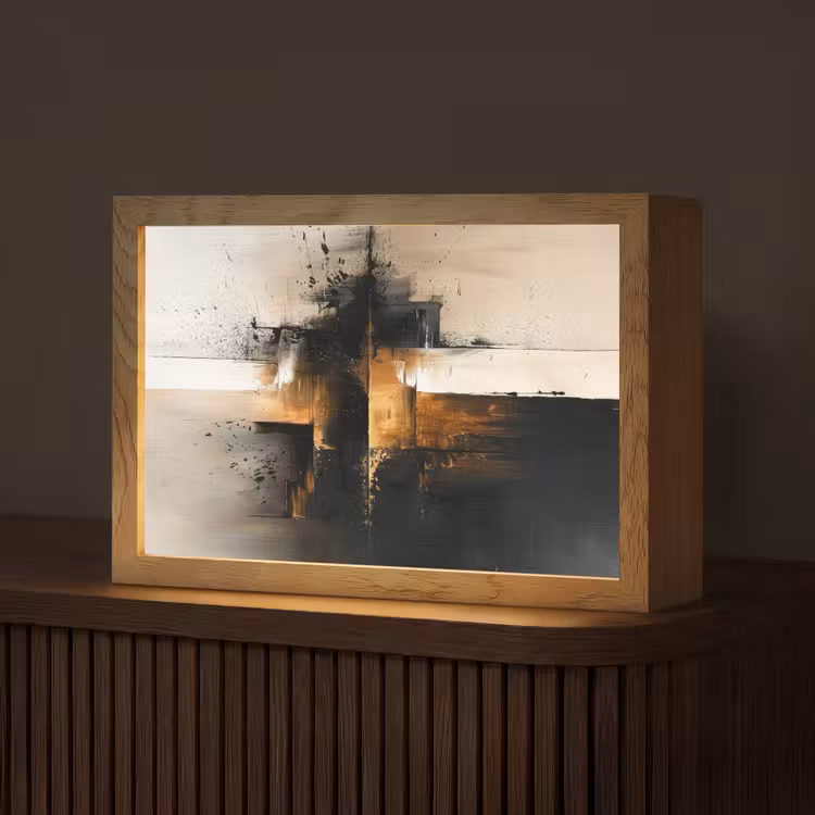 Modern - Zwart - Verf - Goud Light Box met kabel (Tafellamp) klein -z3d_website
