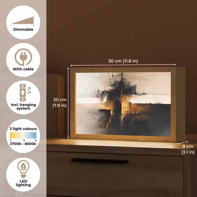Modern - Zwart - Verf - Goud Light Box met kabel (Tafellamp) klein -USP_EN