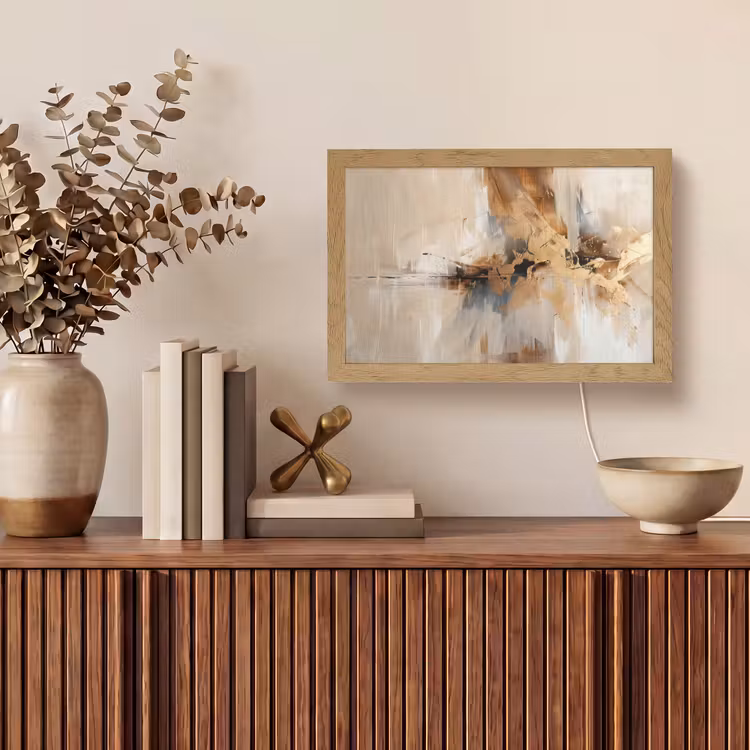 Modern - Bruin - Abstract - Beige Light Box met kabel (Tafellamp) klein -sfeer2