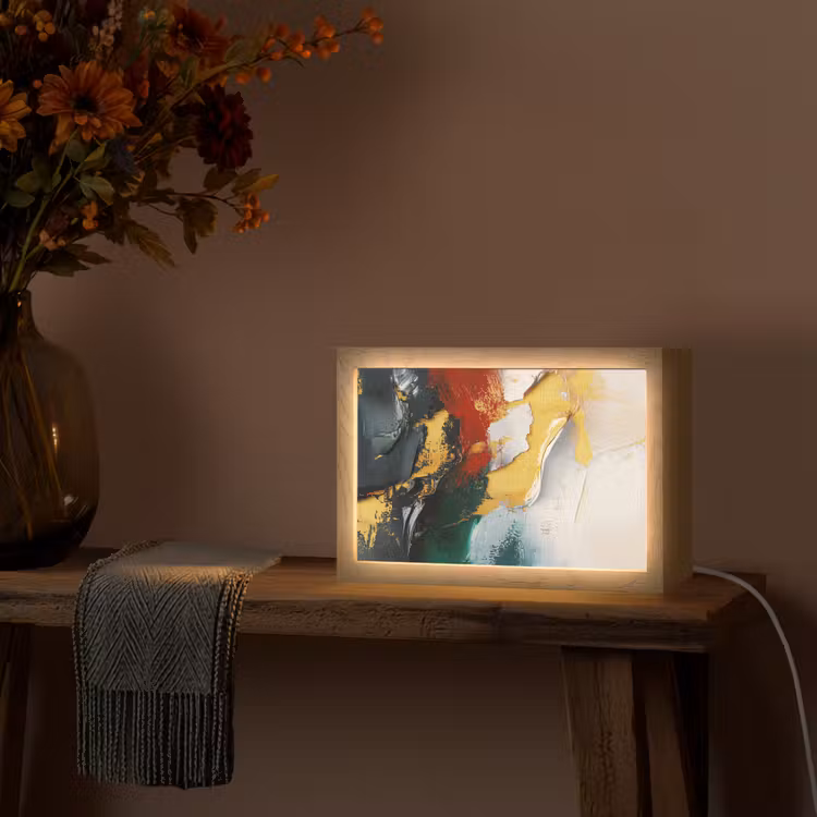 Modern - Kerst - Abstract - Goud Light Box met kabel (Tafellamp) klein -sfeer4