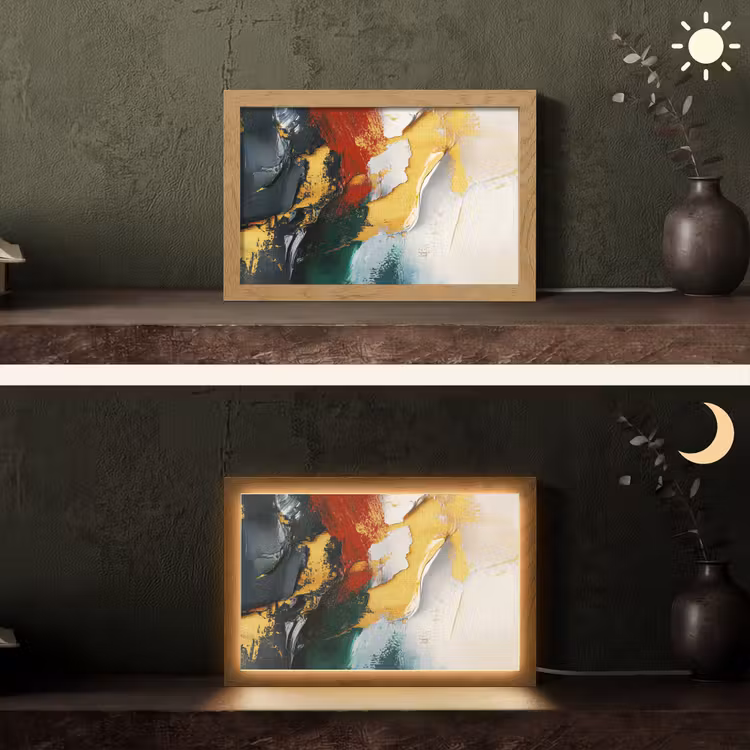 Modern - Kerst - Abstract - Goud Light Box met kabel (Tafellamp) klein -sfeer3