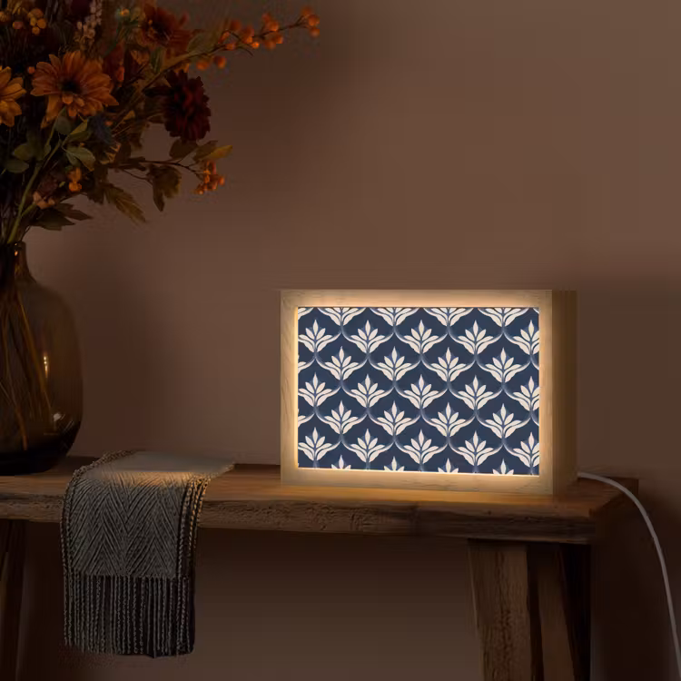 Modern - Ontwerp - Blauw Light Box met kabel (Tafellamp) klein 924 -sfeer4