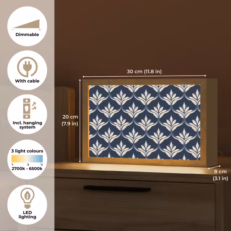 Modern - Ontwerp - Blauw Light Box met kabel (Tafellamp) klein 924 -USP_EN