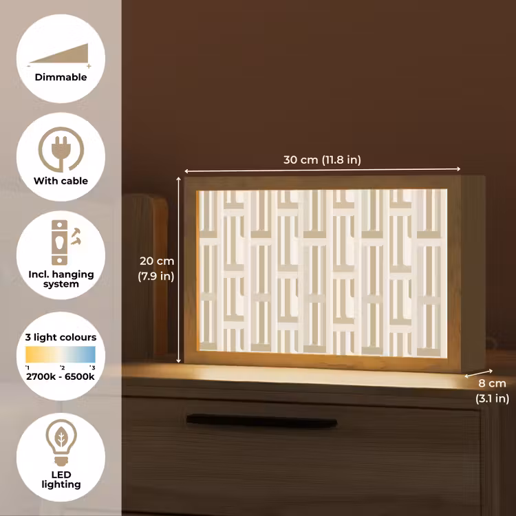 Modern - Geometrisch - Beige Light Box met kabel (Tafellamp) klein 924 -USP_EN