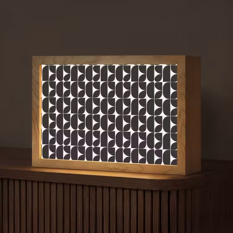 Modern - Geometrisch - Zwart Light Box met kabel (Tafellamp) klein 924 -z3d_website