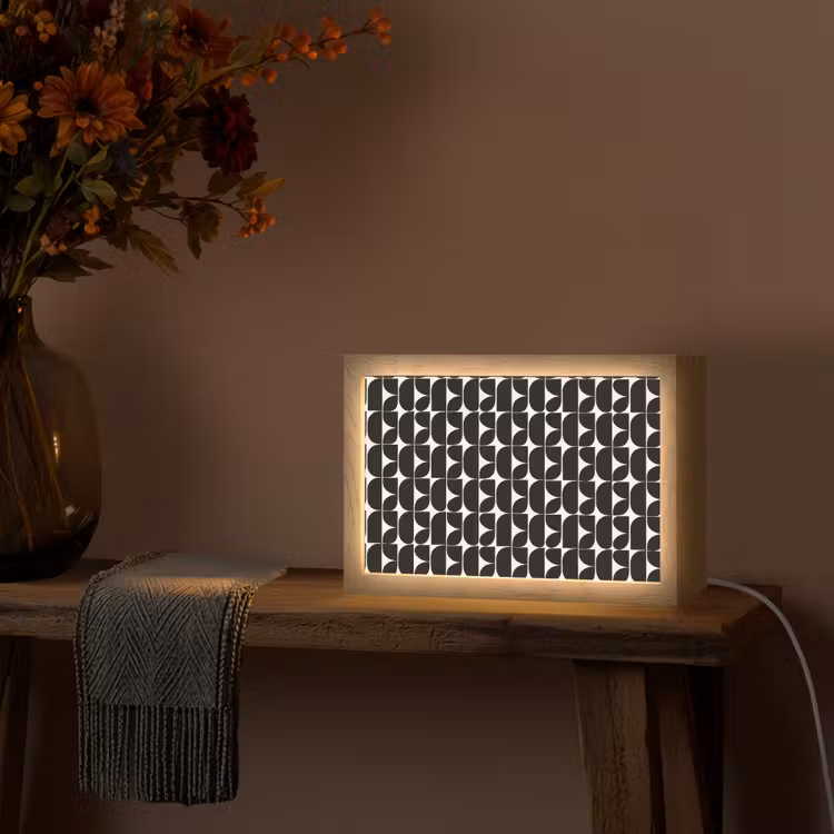 Modern - Geometrisch - Zwart Light Box met kabel (Tafellamp) klein 924 -sfeer4