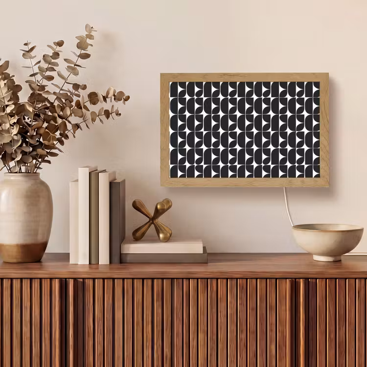 Modern - Geometrisch - Zwart Light Box met kabel (Tafellamp) klein 924 -sfeer2