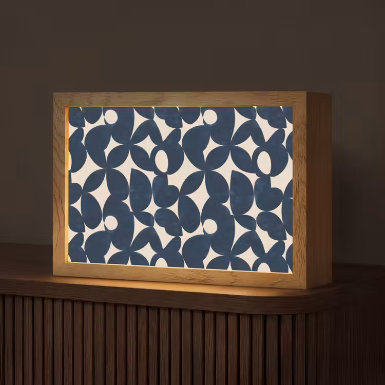 Modern - Geometrisch - Blauw Light Box met kabel (Tafellamp) klein 924 -z3d_website