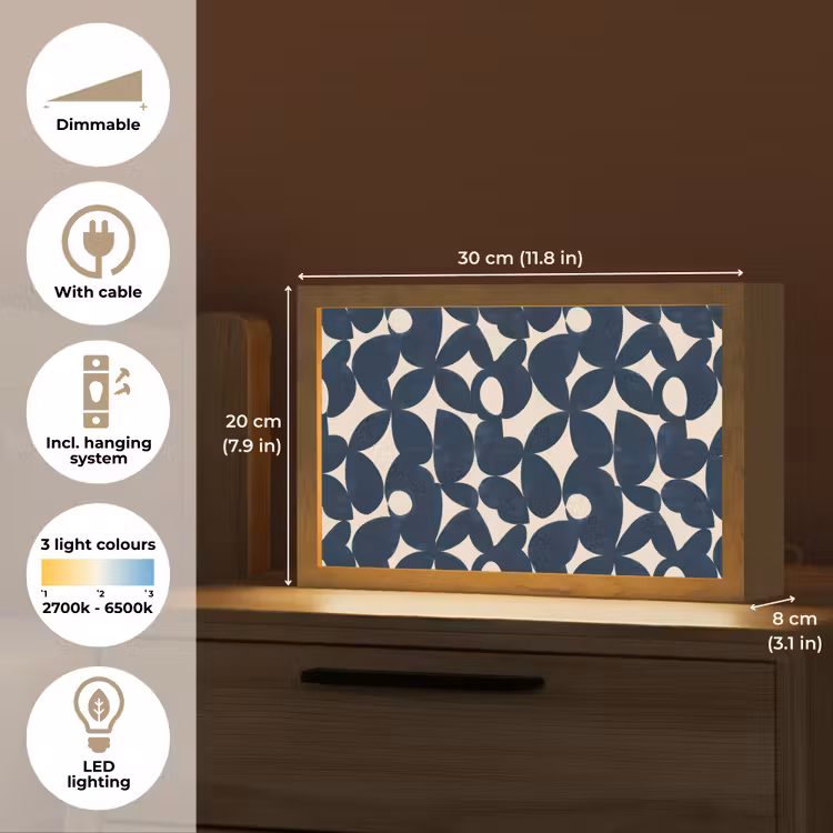 Modern - Geometrisch - Blauw Light Box met kabel (Tafellamp) klein 924 -USP_EN