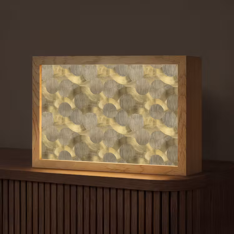 Modern - Geometrisch - Goud Light Box met kabel (Tafellamp) klein 924 -z3d_website