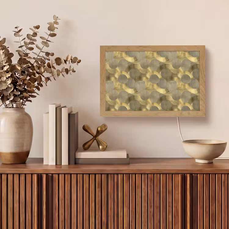Modern - Geometrisch - Goud Light Box met kabel (Tafellamp) klein 924 -sfeer2