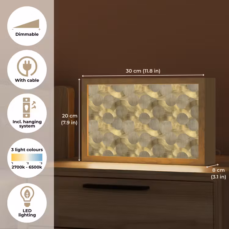 Modern - Geometrisch - Goud Light Box met kabel (Tafellamp) klein 924 -USP_EN