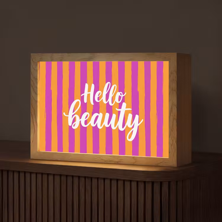 Modern - Hello - Oranje Light Box met kabel (Tafellamp) klein -z3d_website