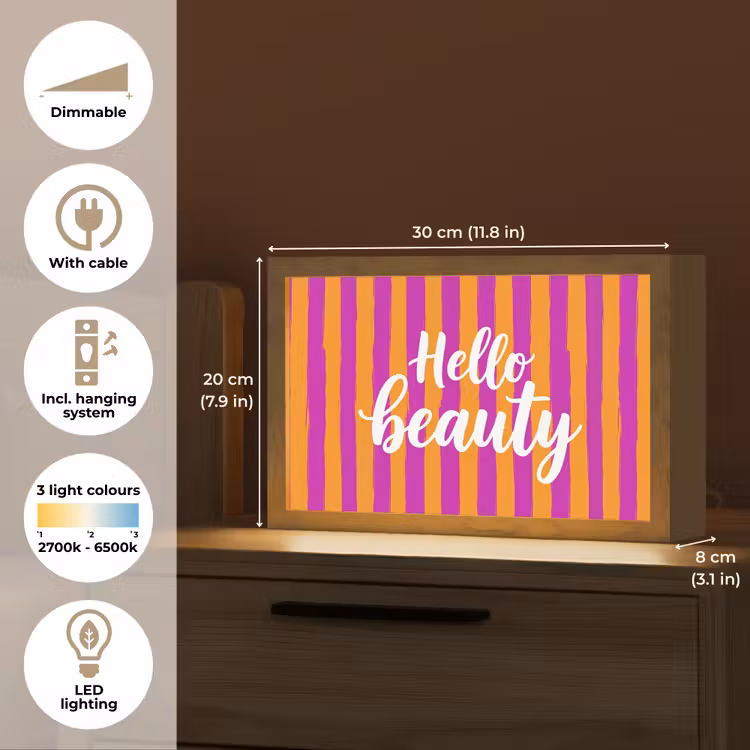 Modern - Hello - Oranje Light Box met kabel (Tafellamp) klein -USP_EN