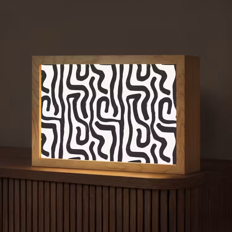 Modern - Lijnen - Zwart Light Box met kabel (Tafellamp) klein 924 -z3d_website