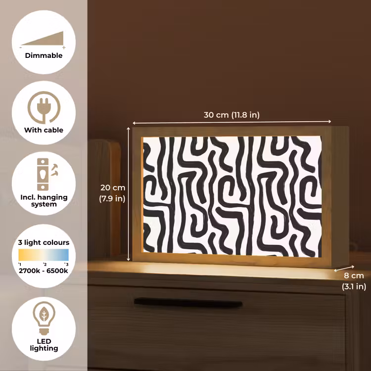 Modern - Lijnen - Zwart Light Box met kabel (Tafellamp) klein 924 -USP_EN