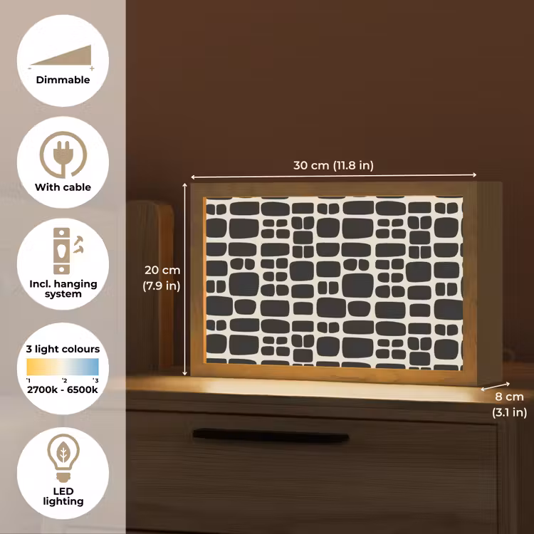 Modern - Organisch - Zwart Light Box met kabel (Tafellamp) klein 924 -USP_EN