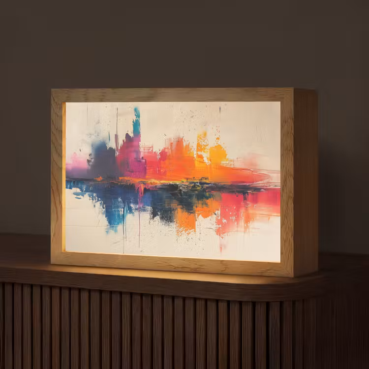 Modern - Verf - Kunst - Kleurrijk Light Box met kabel (Tafellamp) klein -z3d_website