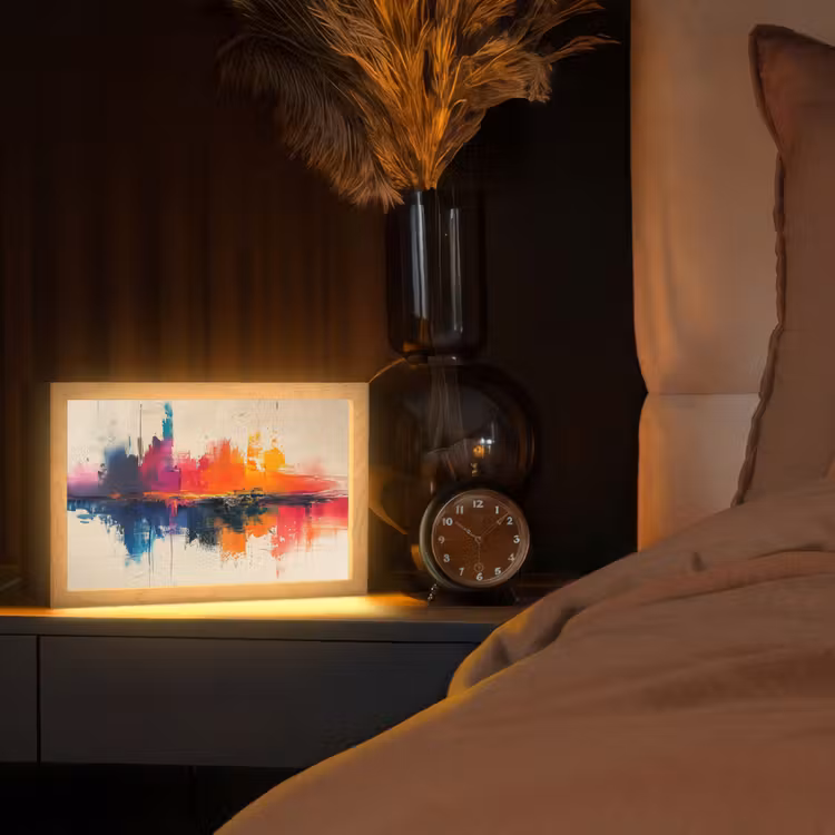 Modern - Verf - Kunst - Kleurrijk Light Box met kabel (Tafellamp) klein -sfeer1