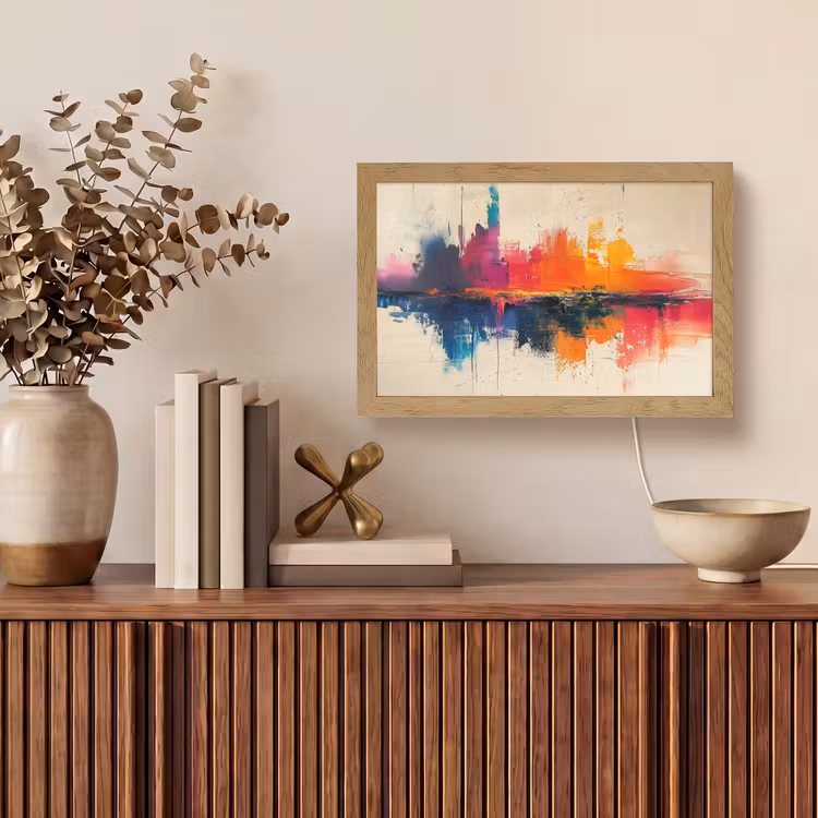 Modern - Verf - Kunst - Kleurrijk Light Box met kabel (Tafellamp) klein -sfeer2