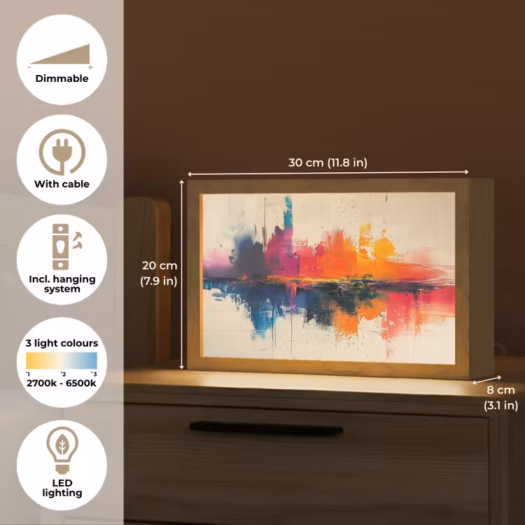 Modern - Verf - Kunst - Kleurrijk Light Box met kabel (Tafellamp) klein -USP_EN