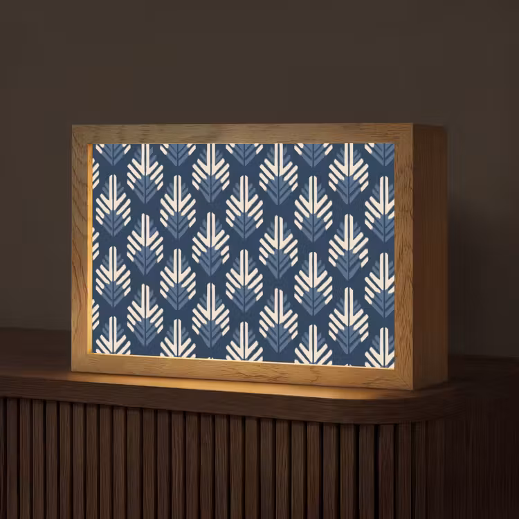Modern - Patroon - Blauw Light Box met kabel (Tafellamp) klein 924 -z3d_website