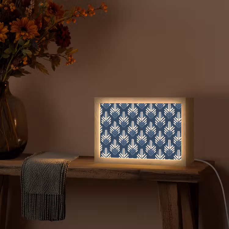 Modern - Patroon - Blauw Light Box met kabel (Tafellamp) klein 924 -sfeer4