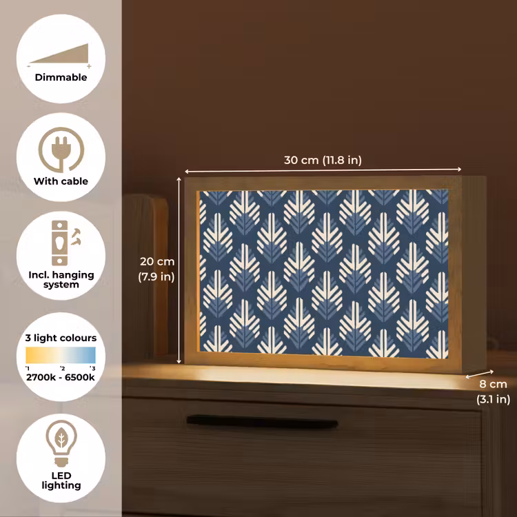Modern - Patroon - Blauw Light Box met kabel (Tafellamp) klein 924 -USP_EN