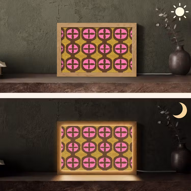 Modern - Patroon - Roze Light Box met kabel (Tafellamp) klein 924 -sfeer3