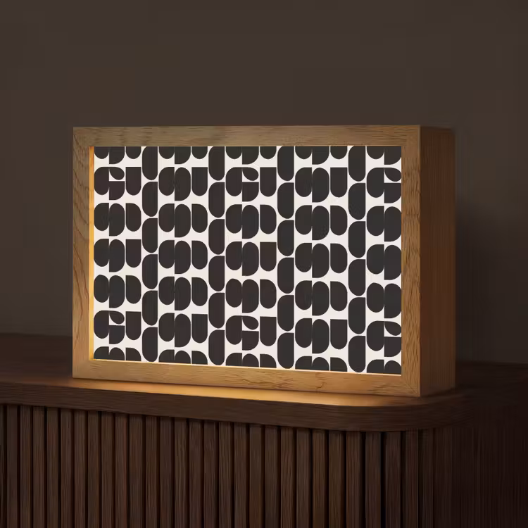 Modern - Patroon - Zwart Light Box met kabel (Tafellamp) klein 924 -z3d_website