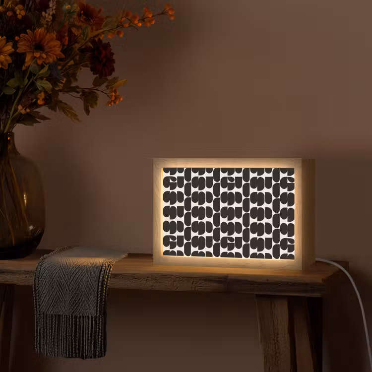 Modern - Patroon - Zwart Light Box met kabel (Tafellamp) klein 924 -sfeer4