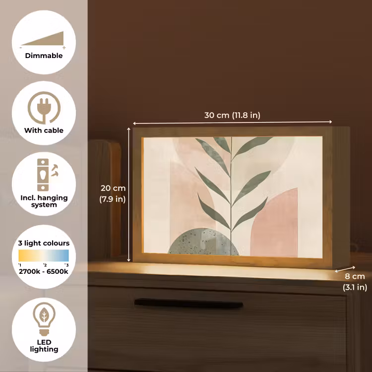 Modern - Roze - Groen - Natuur - Aesthetic Light Box met kabel (Tafellamp) klein -USP_EN