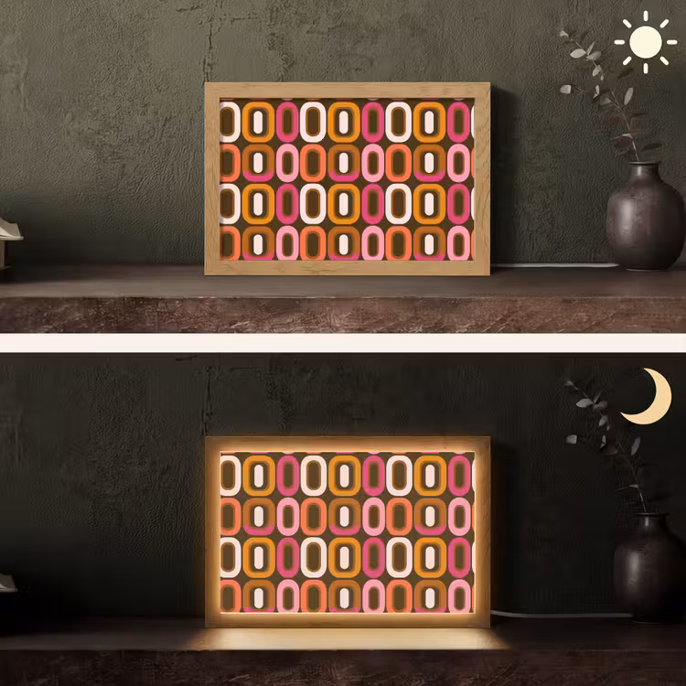 Modern - Retro - Kleurrijk Light Box met kabel (Tafellamp) klein 924 -sfeer3