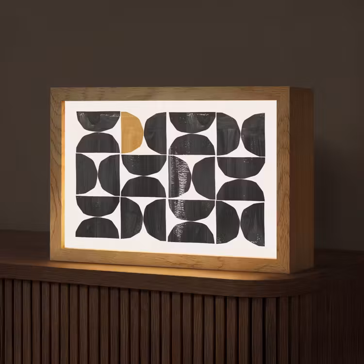 Modern - Halve cirkel - Goud - Zwart Light Box met kabel (Tafellamp) klein -z3d_website