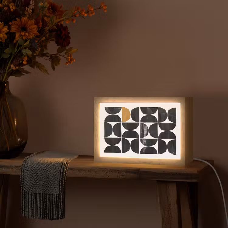 Modern - Halve cirkel - Goud - Zwart Light Box met kabel (Tafellamp) klein -sfeer4