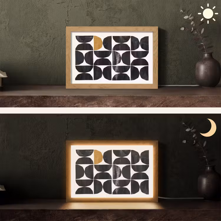 Modern - Halve cirkel - Goud - Zwart Light Box met kabel (Tafellamp) klein -sfeer3