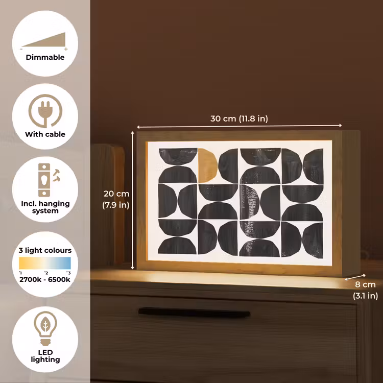 Modern - Halve cirkel - Goud - Zwart Light Box met kabel (Tafellamp) klein -USP_EN