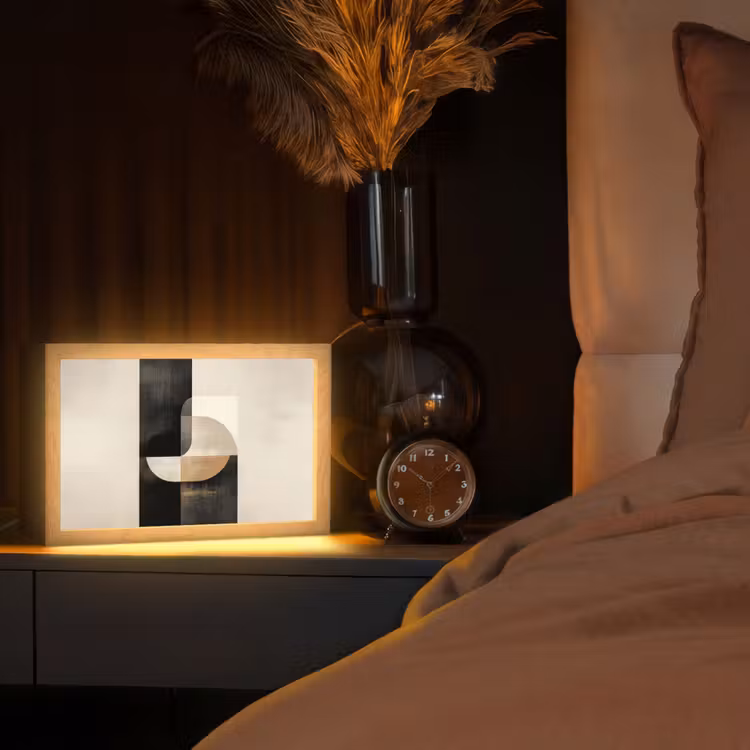 Modern - Vierkant - Vormen Light Box met kabel (Tafellamp) klein -sfeer1