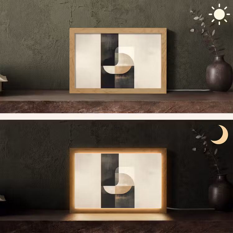 Modern - Vierkant - Vormen Light Box met kabel (Tafellamp) klein -sfeer3