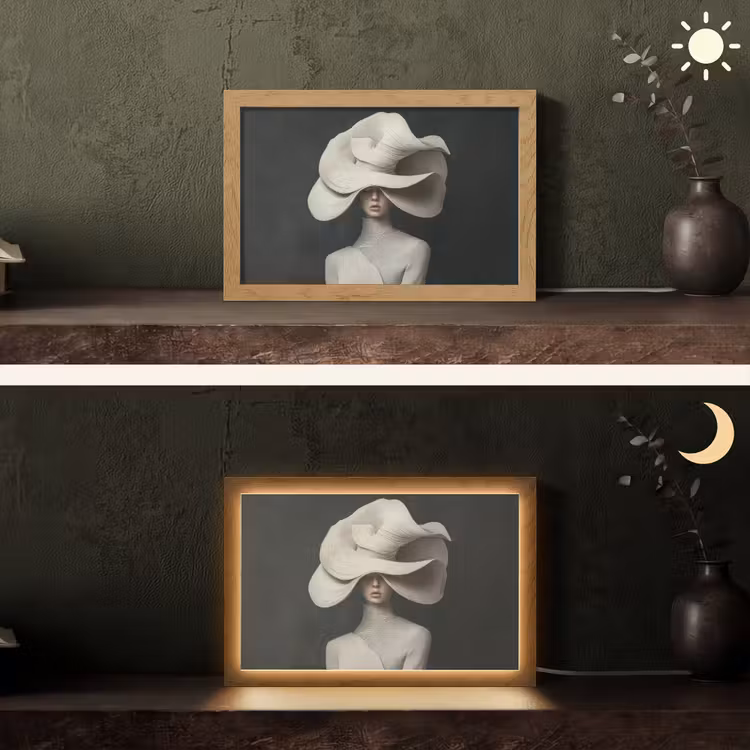 Modern - Vrouw - Hoed Light Box met kabel (Tafellamp) klein -sfeer3