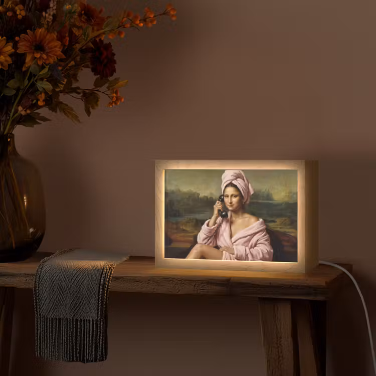 Mona - Klassiek - Roze Light Box met kabel (Tafellamp) klein -sfeer4