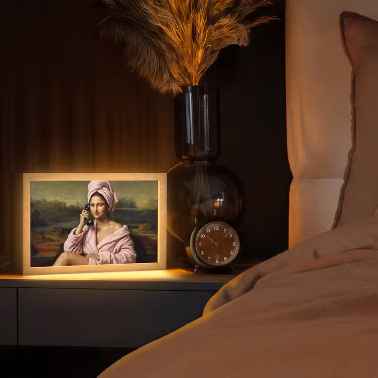 Mona - Klassiek - Roze Light Box met kabel (Tafellamp) klein -sfeer1